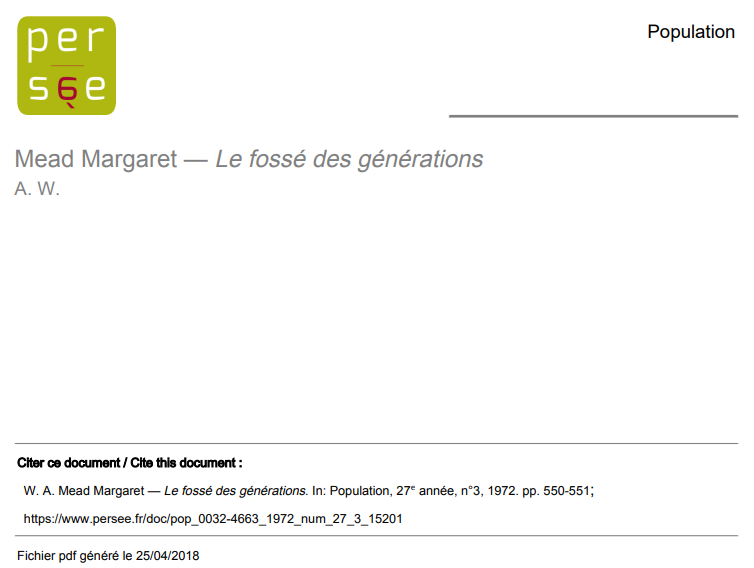 Mead Margaret Persées